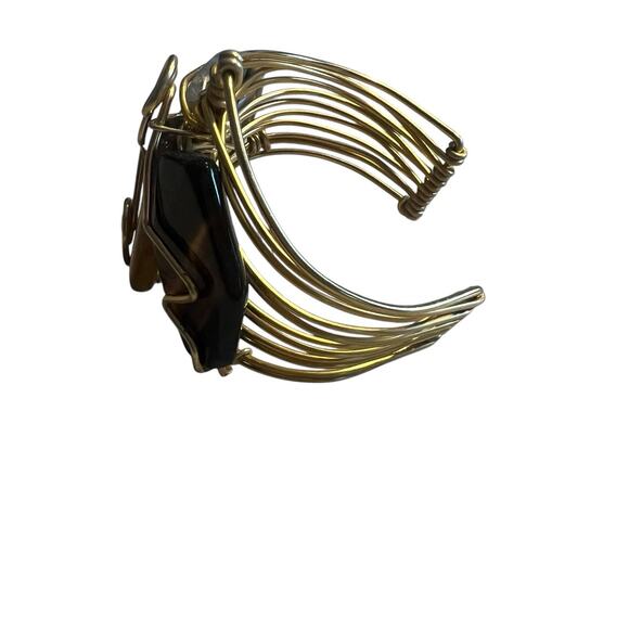 Handmade Wrapped Natural Stone Copper Wire Cuff Bracelet Bangle Agate - Picture 4 of 6